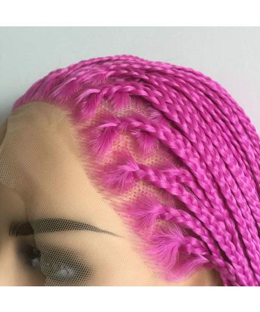 SereneWig 71 cm Handmade Pastel Violet & Red Box Braids Wig - Synthetic Lace Front for Afro-American Styles Perfect Party Look - Buy Online on GoSupps.com