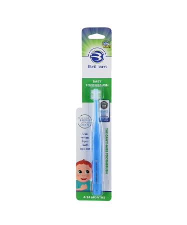 Baby Toothbrush by Brilliant - for Babies 4-24 Months, Round Super Soft Bristles Surround Toothbrush Cleaning Entire Mouth, First Bristle Tooth Brush, Baby Registry Essentials, Blue, 1 Count Blue 1 Count (Pack of 1)