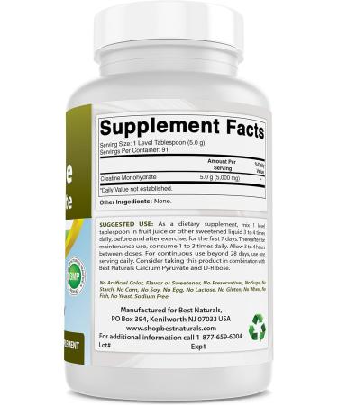 Best Naturals Creatine Monohydrate 1 Lb Pure Powder (1 LB (Pack of 3)) - Buy Online on GoSupps.com