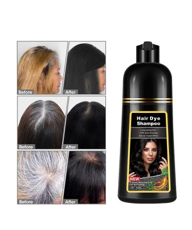 3-in-1 Black Hair Dye Shampoo for Women and Men - 100% Gray Coverage - Herbal Ingredients - 500ml - Buy Online on GoSupps.com