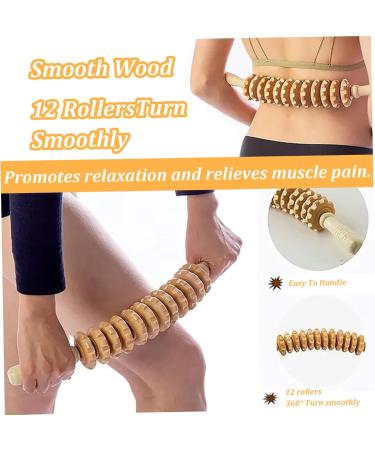 Wood Therapy Massage Tools | 12 Rolls 360 Rotatable Wooden Muscle Roller for Pain Relief & Anti-Cellulite - Buy Online on GoSupps.com