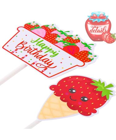 Strawberry Cupcake Toppers 36Pcs Strawberry Birthday Party Cupcake Toppers Berry Sweet Cake Picks Strawberry Party Decorations for Sweet One Fruit Theme Baby Shower Supplies - Buy Online on GoSupps.com