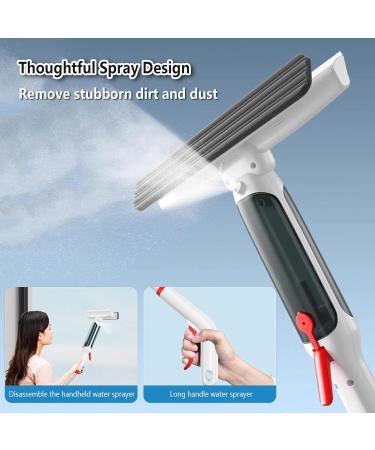 RRRYYYZZ 75'' Spray Window Squeegee for Home with 4-Section Extension Pole 4 in 1 Squeegee for Shower Glass Shower Glass Cleaner Squeegee with Sewage Collector and 5 Pads - Buy Online on GoSupps.com