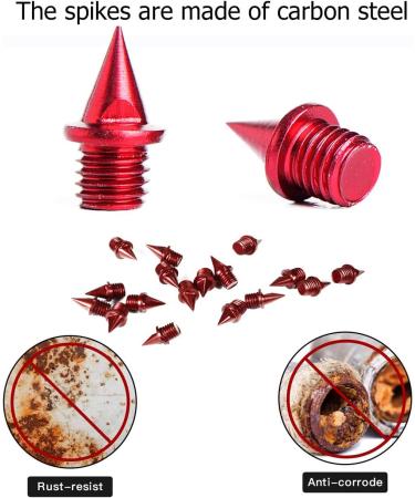 20 PCS 1/4 Inch Carbon Steel Track Spikes - Lightweight Sprinting Shoes Accessories - Red - Buy Online on GoSupps.com