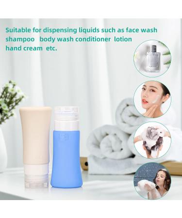 Uervoton Silicone Travel Bottle BPA Free Leak Proof Refillable Squeezable Containers Set(90 ml) with Label and Transparent Carry Bag for Liquid Shampoos Soap and Toiletries-4 Pack - Buy Online on GoSupps.com