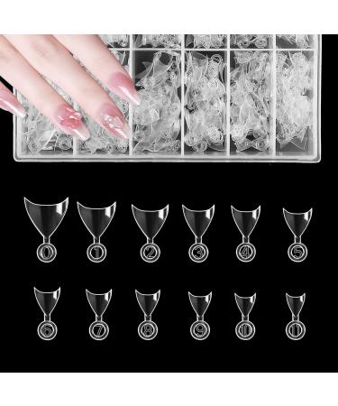 600 pieces French short false nail tips nails tips for manicure women diy salon house women nail design 12 sizes transparent transparent water drops