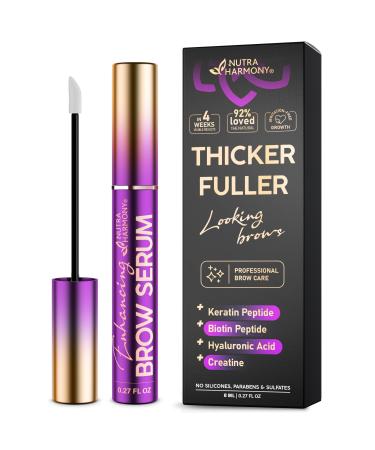 Brow Serum for Eyebrow Growth Pro Growth Treatment with Keratin & Biotin Peptides Hyaluronic Acid Creatine & Castor Oil No Prostaglandins Vegan & Non Irritating for Fuller Thicker Brows 8ml