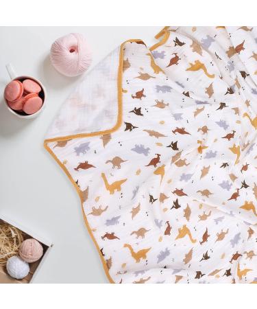 Miracle Baby Muslin Swaddle Blanket for Boys and Girls - Grey Dinosaur Print - 110x150cm - Summer Cotton - Double Layered - Buy Online on GoSupps.com