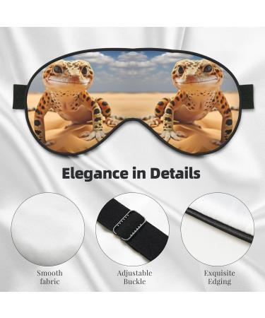 BREAUX Sand Leopard Gecko Print Sleep Eye Mask | Double Sided Blackout Eye Mask for Women & Men | Ultimate Comfort for All Night Rest - Buy Online on GoSupps.com