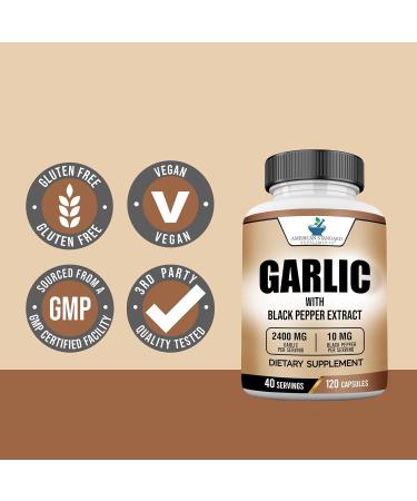 Garlic Capsules Organic 2400mg & Organic Black Pepper Extract  Garlic Supplements  Garlic Pills  Garlic Capsules  Garlic Extract Alternative to Garlic Oil  Garlic Softgels  Garlic Tablet  120 Veg Cap - Buy Online on GoSupps.com