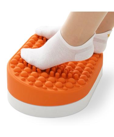 Dikdoc Foot Rest for Under Desk at Work, Home Office Foot Stool, Ottoman Foot Massager for Plantar Fasciitis Relief, Soft Silicone Footrests, Anti-Fatigue Fidget Toy (Orange)