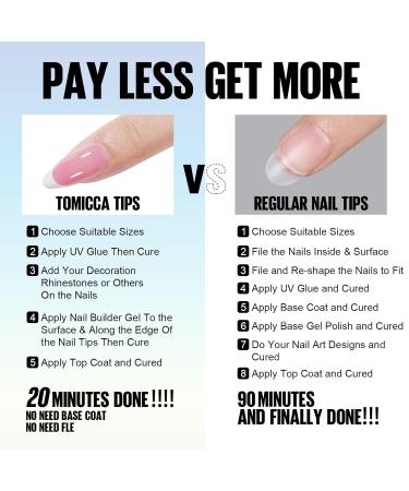 Tomicca French Press On Nails - 180 Almond Nail Tips 3-in-1 Pre-Colored Full Cover & Base Coat for Nail Art | 15 Sizes Available - Rose Almond Finish - Buy Online on GoSupps.com