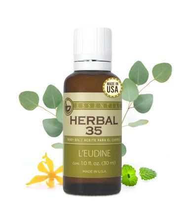 L EUDINE Herbal 35 Essential Oil Diffuser & Skin - Diffuser Oils Scents for Home - Peppermint Essential Oil with Lavender, Eucalyptus, Lemongrass & More Luxury Aromatherapy & Wellness, 1 Fl Oz 1 Fl Oz (Pack of 1)