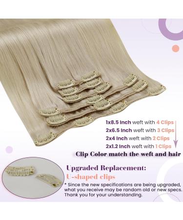 Buy Laavoo Blond Clip-In Real Hair Extensions | 45cm Remy Hair Light Blonde #613 105g - Full Head 7 Piece - Buy Online on GoSupps.com