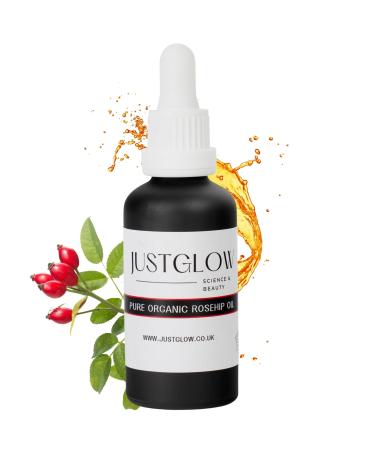 JustGlow Rosehip face oil - Organic facial oil for skin moisturising oil face oil anti-ageing skincare with natural vitamin e oil and vitamin a oil for skin. Bio oil for scar oil and stretch marks