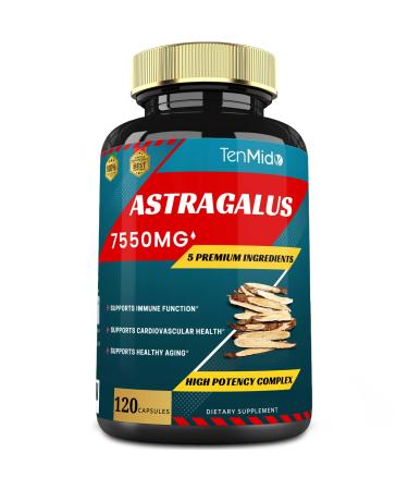 Astragalus Root Extract Capsules Equivalent to 7550mg, 4 Months Supply & Ginger, Garlic, Moringa, Pepper