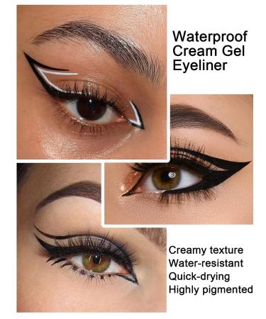 Gorvalin Black and White Gel Eyeliner Set with Brushes - Waterproof 2-in-1 Cream Eyeliner & Eyebrow Gel Kit - Buy Online on GoSupps.com