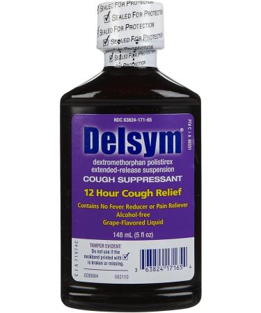 Delsym 12 Hour Cough Suppressant Liquid - Grape 5 oz | Fast Relief for Cough | International Shipping Available - Buy Online on GoSupps.com