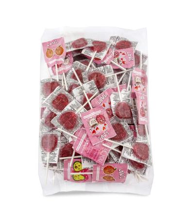 Caramelos Cerdán - Sucettes en Forme de Coeur Sans Sucre Saveur Cerise Love - Bonbons Durs avec Bâtonnet Sans gluten et Sans Allergène - Sachet de 100 Unités