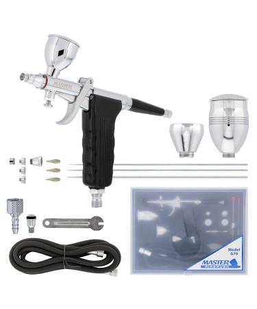 Master Airbrush Multi-Purpose Airbrushing System Kit with Portable Mini Air  Compressor - Gravity Feed Dual-Action Airbrush Hose How-to-Airbrush Guide  Booklet - Hobby Craft Cake Decorating Tattoo Black
