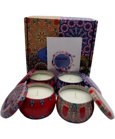 Dalax Large Size Scented Candles Gift Set - Natural Soy Wax Aromatherapy Candles for Women | Stress Relief & Portable Travel Tin | 8% Essential Oils - Buy Online on GoSupps.com