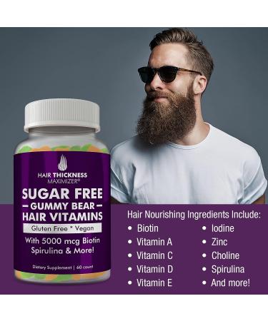 Hair Thickness Maximizer Biotin Gummy Vitamins for Strong Hair Growth - Vegan & Gluten-Free for Men & Women - Skin & Nails Support - 5000 mcg - Sugar-Free - Buy Online on GoSupps.com