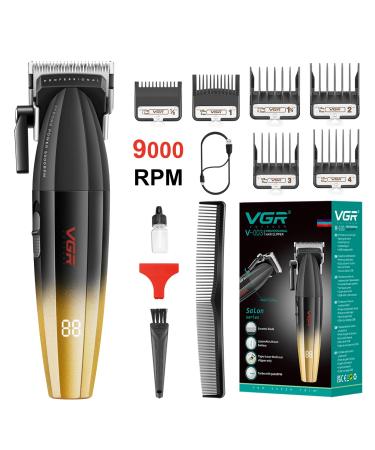 VGR 003 Fresh Fade Hair Clipper Professional Hair Trimmer Cord/Cordless Rechargeable Hair Cutting Tools with LED Display Gold