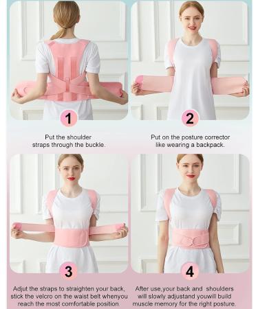 DormalAla Posture Corrector for Women and Men - Adjustable Breathable Back Straightener for Neck, Back, and Shoulder Pain Relief - Pink, Large - Buy Online on GoSupps.com