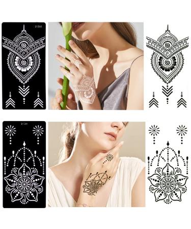 Arabian 191Pcs Temporary Tattoo Kit with Glitter - 20 Sheets Henna Stencils for Face and Body Paint - Buy Online on GoSupps.com