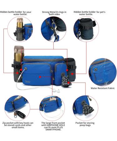 TUDEC 4-in-1 Hands-Free Dog Leash & Multifunctional Waist Bag 5.8ft Zero Shock Bungee Car Seat Buckle & Reflective Threading - Blue - Buy Online on GoSupps.com