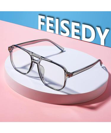 Feizedy Retro 70s 80s Blue Light Filter Glasses for Women & Men - PC Gaming & Computer Glasses B2866 Gray 54mm - Blue Light Blocking - Buy Online on GoSupps.com