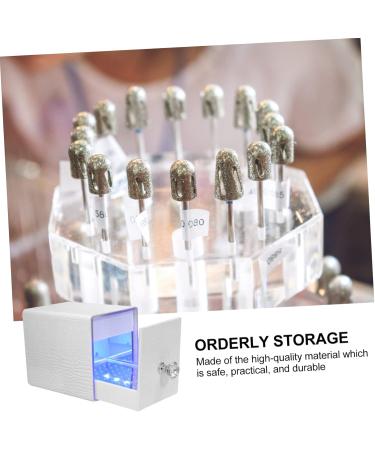 Housoutil 1pc Grinding Drill Disinfection Box Nail Bit Nail Drill Bit Display Organizer Manicure Bit Display Nail Polish Stand Tool Stand White Grinding Head Acrylic 10.5x9cm White - Buy Online on GoSupps.com