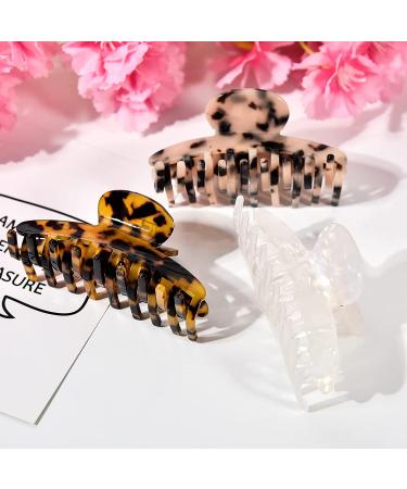 3 Pack Big Claw Clips - Tortoise Shell Jumbo Hair Clips for Thick Hair - Strong Hold Leopard Print French Design - Women's Hair Accessories - Buy Online on GoSupps.com
