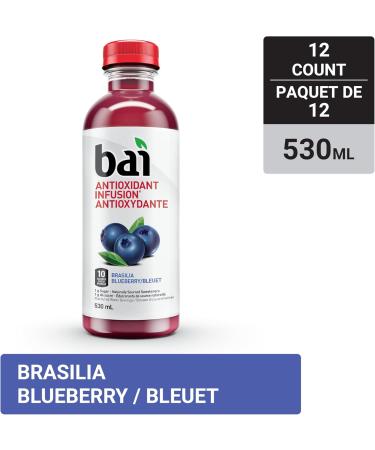 Bai Antioxidant Infusion Flavoured Water Beverage Brasilia Blueberry 530 mL 12-Count 12-Brasilia Blueberry - Buy Online on GoSupps.com