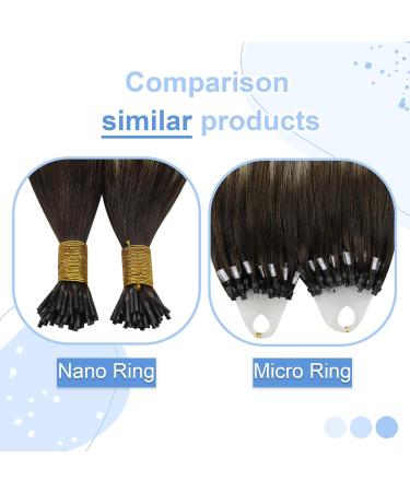 Youngsee Nano Ring Hair Extensions - Real Hair Balayage Dark Brown & Ash Blonde Ombre - 35cm 50g 1g/s - Shop Now! - Buy Online on GoSupps.com
