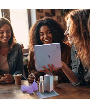 Reusable Menstrual Cup Set - Soft Silicone Period Cups for Girls & Women | Eco-Friendly & Comfortable - Purple (3 Pack - Buy Online on GoSupps.com