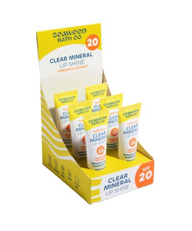 Seaweed Bath Co. Hydrating Clear Mineral Lip Shine SPF 20 Sunscreen Zinc Oxide Lip Balm 0.28 Oz (6 Pack) Moisturizing Care for Dry Chapped Lips 0.28 Ounce (Pack of 6)