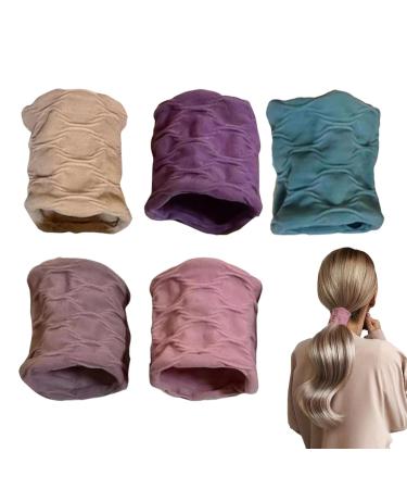Bexdug Hair Elastics No Damage - Stretch Hair Bobbles Seamless Cotton Headband Rope Hair Bands Ponytail Holder Wide Hairties for Thick Heavy Curly Hair