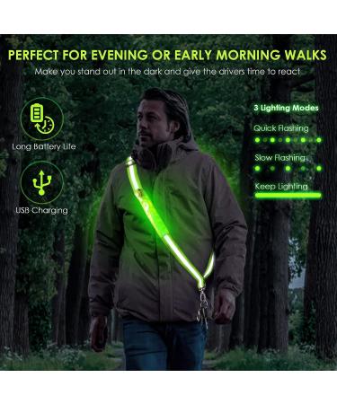 Todoxi LED Reflective Sash for Night Walking | High Visibility Adjustable Running Safety Gear | Rechargeable Green LED Belt for Runners & Walkers - Buy Online on GoSupps.com