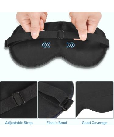T-fun 100% Mulberry Silk Eye Mask - Adjustable Blackout Sleep Mask for Men & Women | Soft Travel Blindfold Eye Shade Cover - Navy Blue - Buy Online on GoSupps.com