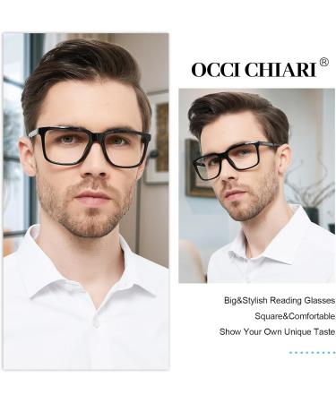 OCCI CHIARI Wide Reading Glasses for Men - Ultralight Large Head Readers (1.0 to 6.0) - Black 1.5x Magnification - International Shipping Available - Buy Online on GoSupps.com