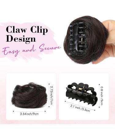 REECHO 2 PCS Mini Claw Clip in Messy & Cat Ears Hair Bun Extensions Wig Accessory Updo Hairpieces for Women Girls (Pack of 2-3.5" Wavy Dark Brown) Pack of 2 - 3.5" Wavy Dark Brown - Buy Online on GoSupps.com