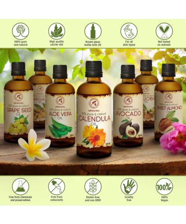Calendula Oil Set 2 x 3.4 Fl Oz - 6.8 Fl Oz | 100% Pure & Natural Infused Marigold Oil for Skin, Nails, Hair, Face & Body - Almond Oil Base - Short Shelf Life - Buy Online on GoSupps.com