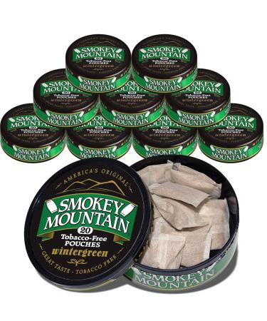 Smokey Mountain Original Pouches - Wintergreen - Tobacco Free and Nicotine Free - 10 Can Box - 20 Per Can