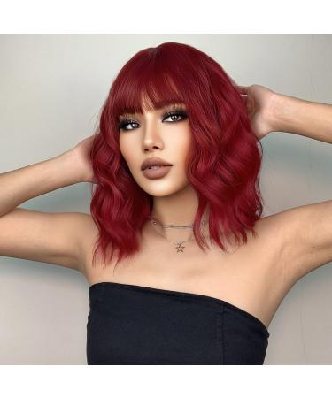 Buy Beron 35.6 cm Wine Red Short Curly Synthetic Wig with Pony & Wig Cap - Perfect for Women & Girls | International Shipping Available - Buy Online on GoSupps.com