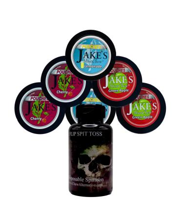DC Crafts Nation Mud Bud Spittoon with 6 Can Sampler Jake's Mint Chew Lemonade Cherry Green Apple Pouches - Skull Grave