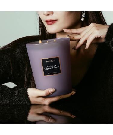 HomeLights Lavender Vanilla & Musk Soy Aromatherapy Candle 33.3 oz - Long-Lasting, Highly Scented, Smokeless | 130 hrs Burn Time | 3 Cotton Wicks | Perfect Candle Gift for Women & Men - Buy Online on GoSupps.com