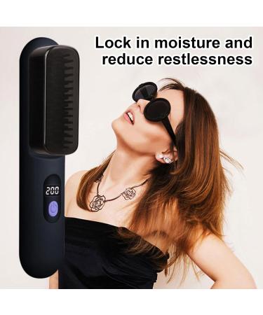 Buy Straightening Brush Comb - Heat Styling Comb for Frizz-Free Hair | Portable Black Hair Straightener for Home & Travel - Buy Online on GoSupps.com