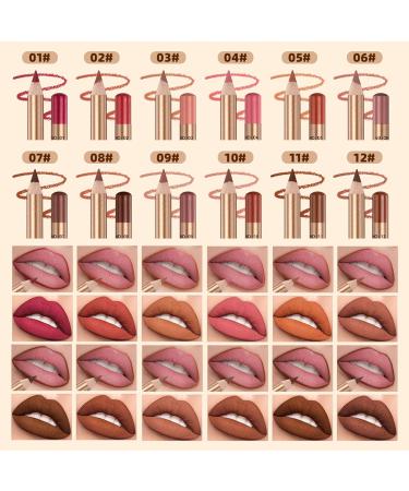 12 Color Matte Waterproof Lip Liner Pen Set - Long Lasting Nude Lip Liners for Women - Buy Online on GoSupps.com