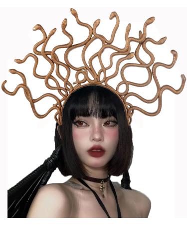 Faxianther Gold Snake Headband Halloween Costume Cosplay Headpiece Hair Hoop Scary Day Of The Dead Fancy Dress Party Masquerade Ball Snake Crowns Tiaras Hair Band - Buy Online on GoSupps.com